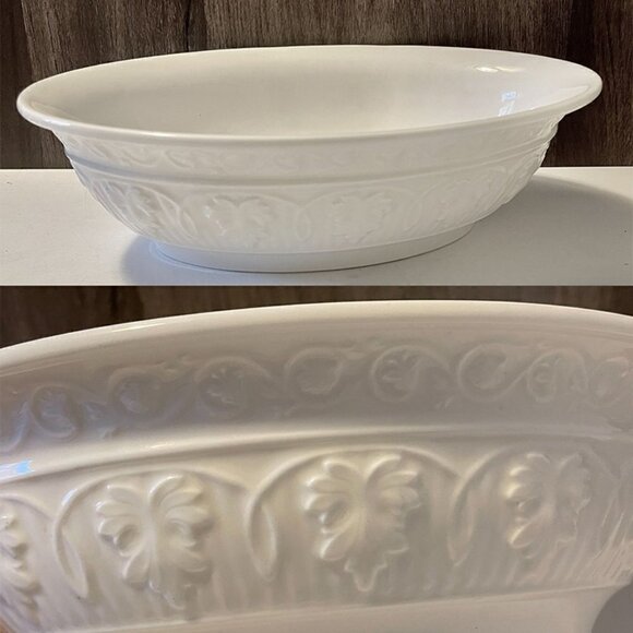 Lenox White Linen 10.5" Oval Vegetable Open Serving Bowl Bone China Made in USA - Picture 1 of 7